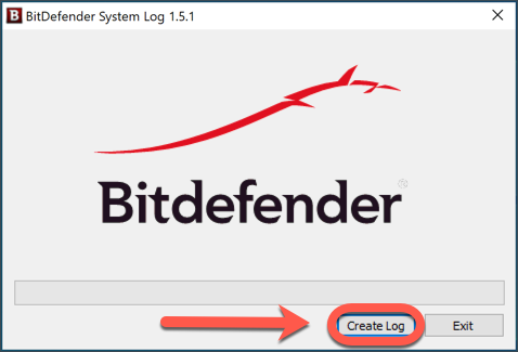 Using the BDsysLog scan utility on Windows - Create Log button