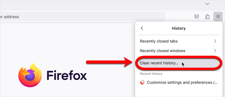 Clear cache & cookies in Firefox on Mac