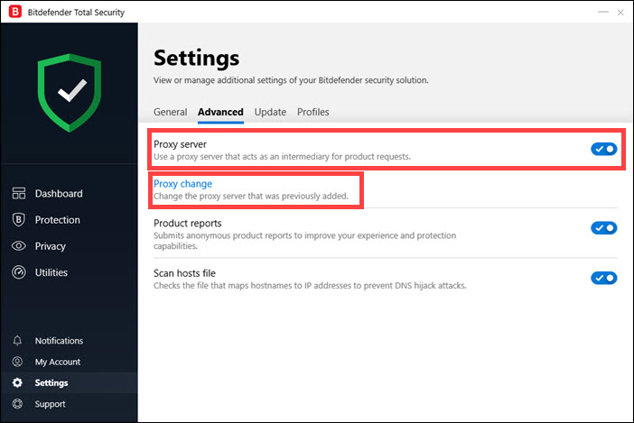 How to update Bitdefender through a proxy server (Windows) 3
