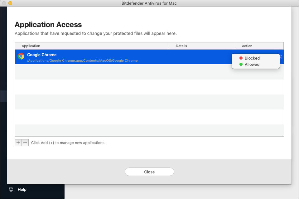 Application Access in Safe Files
