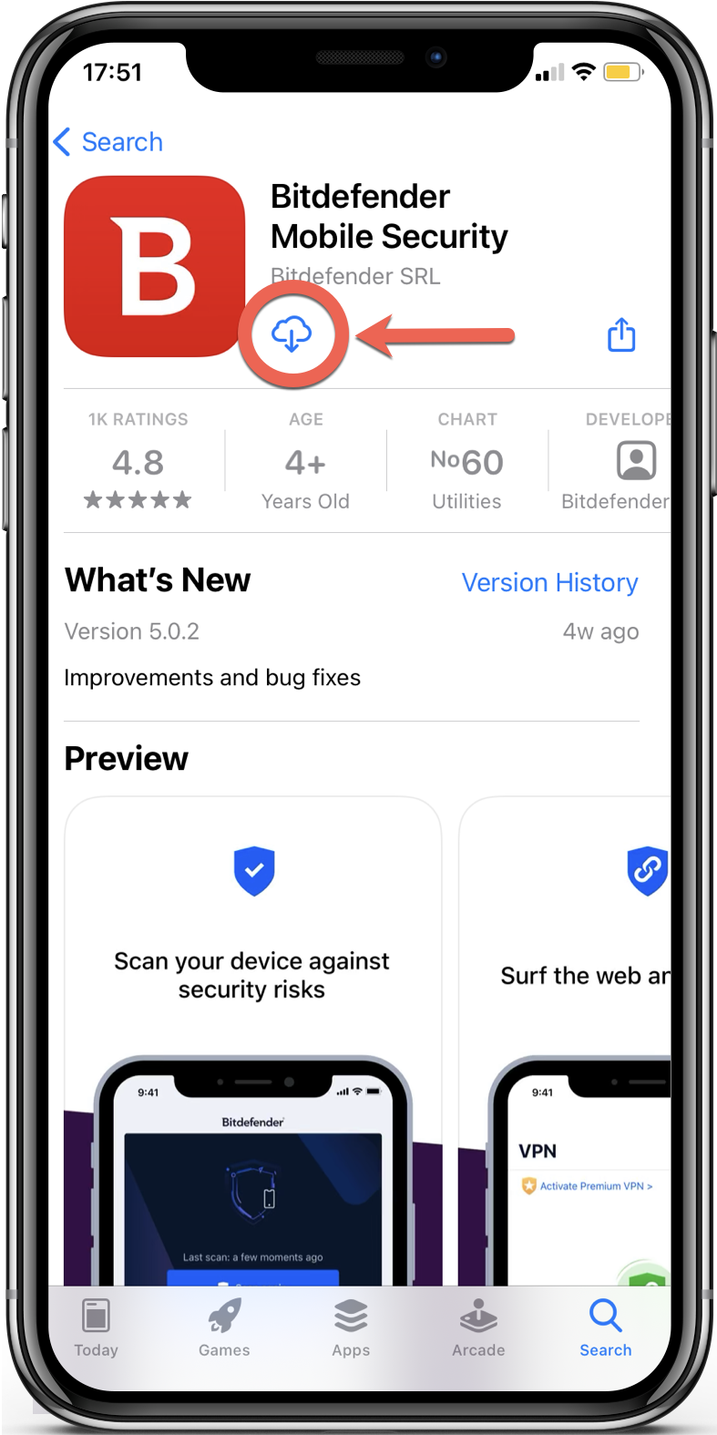Install Bitdefender Mobile Security for iOS on the App Store