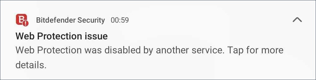 Notification: Web Protection was disabled by another service