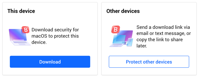 install Bitdefender on another device - 2 options