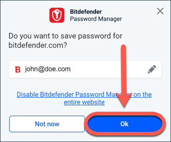 Bitdefender Password Manager extension - Autosave