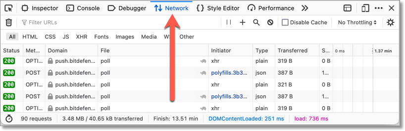 Network > Export HAR file